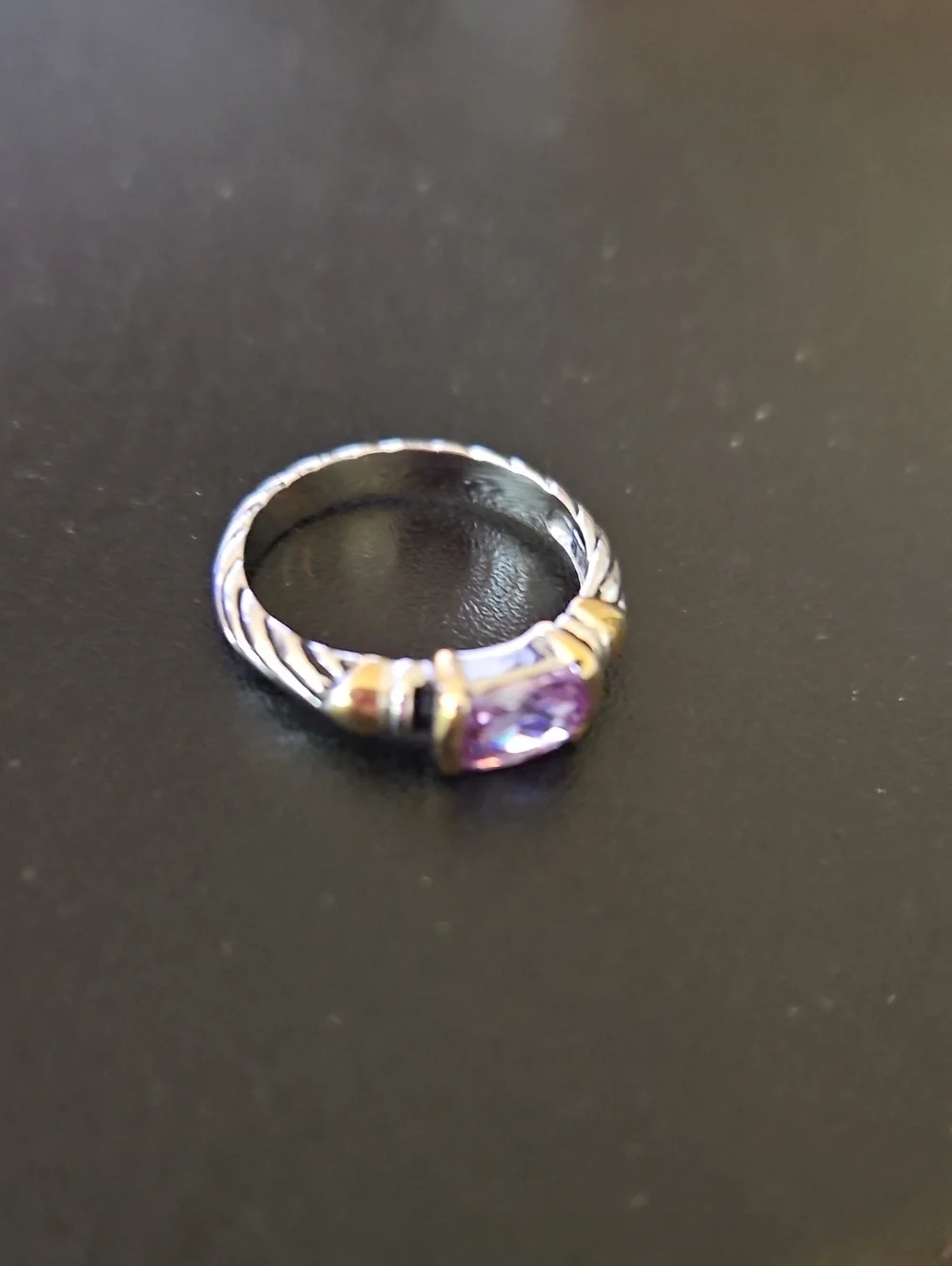 Amethyst Accent Silver and Gold-Tone Women's Ring